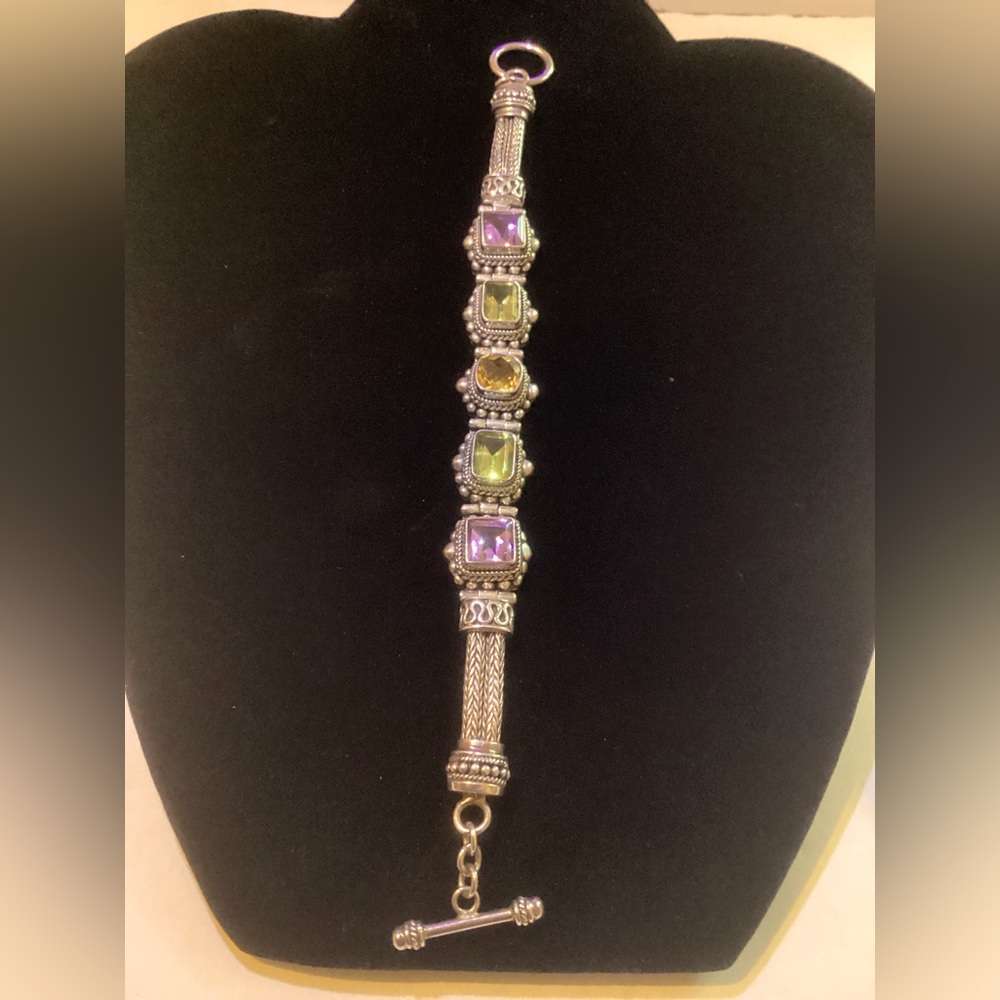 Vintage Stamped 925 BA Indonesia with natural gem stones